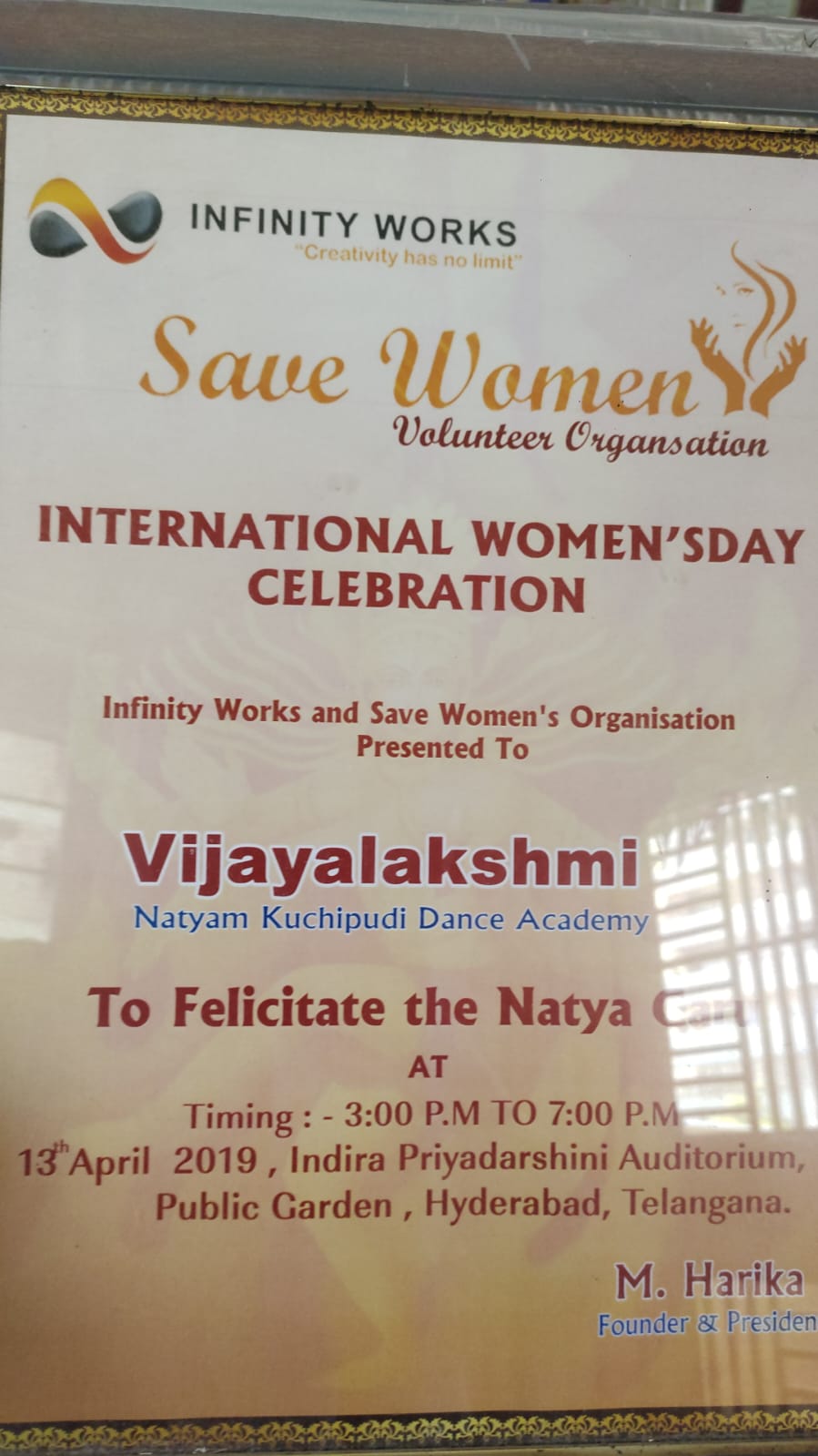 International Women's Day Felicitation — Infinity Works × Save Women's Org.